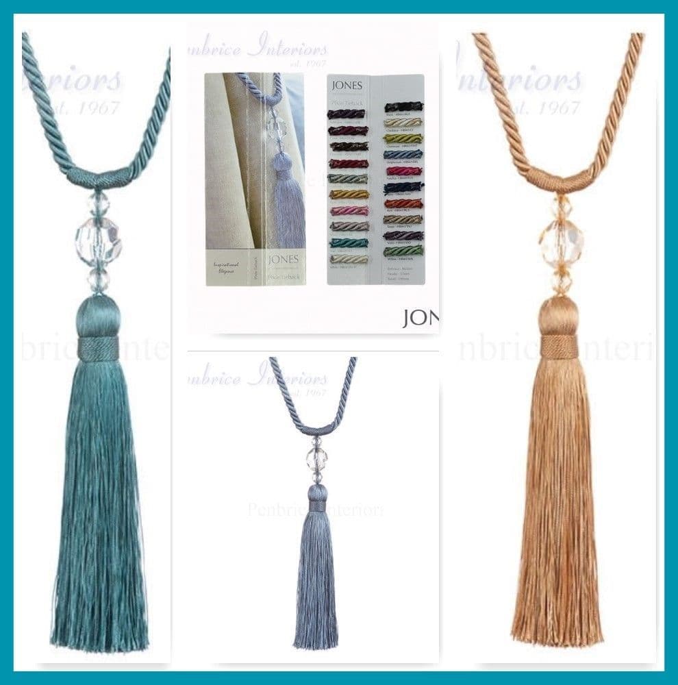 2 Pixie 20cm tassel curtain tiebacks Rope and bead fabric drape tie